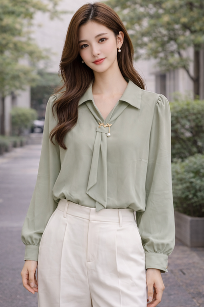 Long Hand Formal  Look With Zigzag Broch For Women