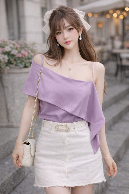 One shoulder causal top