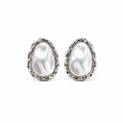 Silver Pearl Aura Earrings