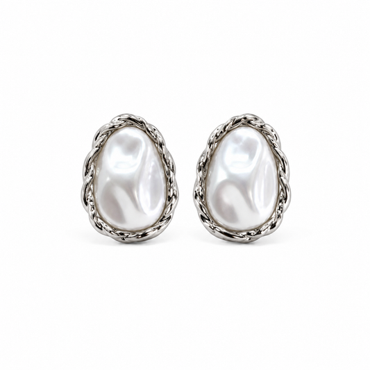 Silver Pearl Aura Earrings
