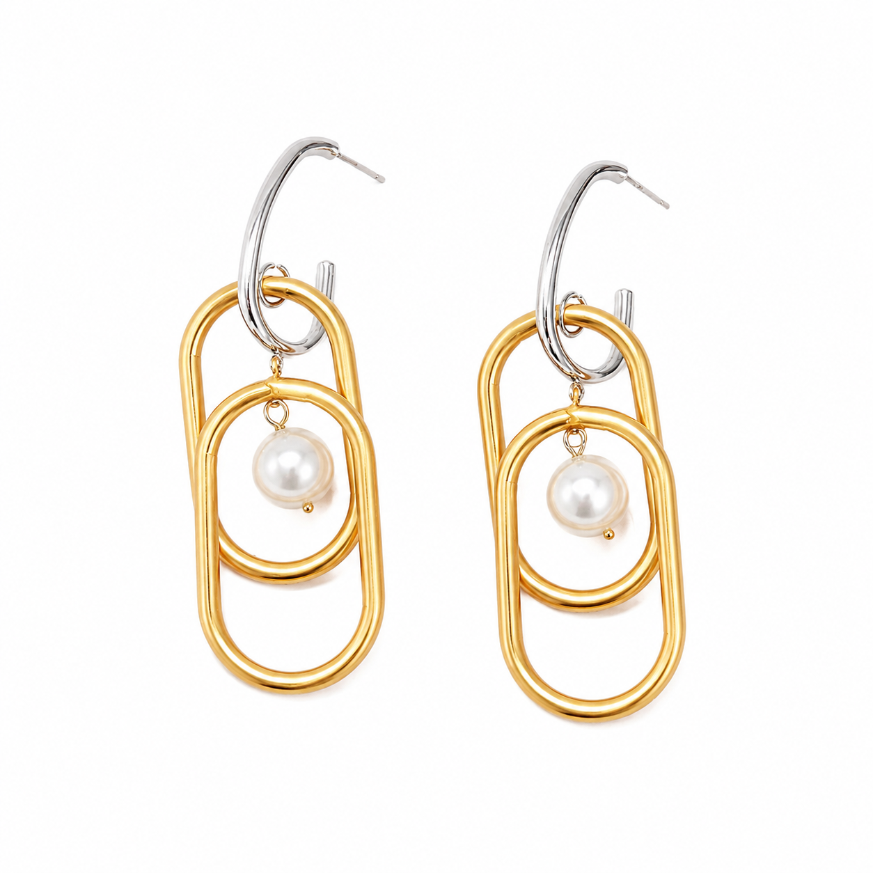Golden clip Pearl Earrings