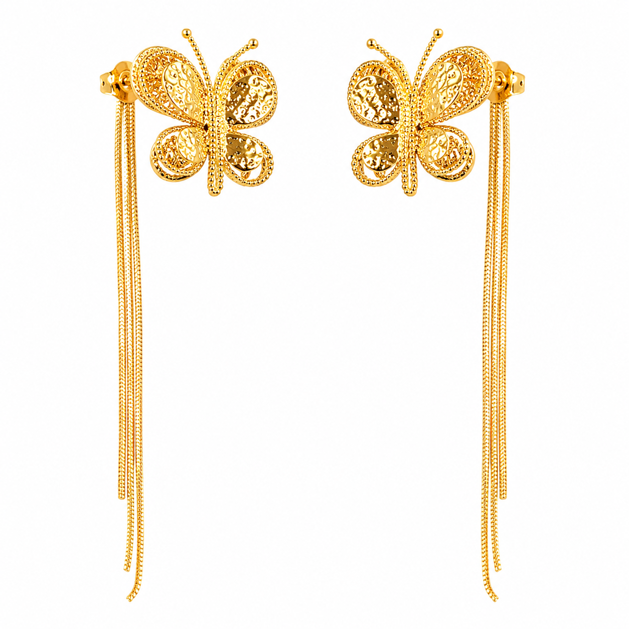 Golden Butterfly Chain Studs