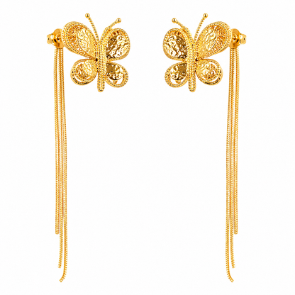Golden Butterfly Chain Studs