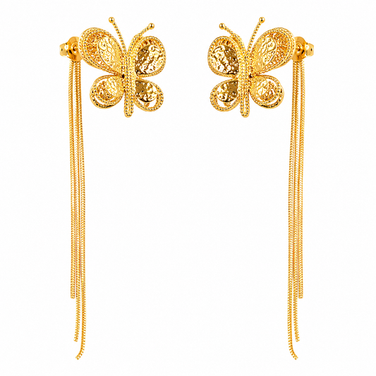 Golden Butterfly Chain Studs