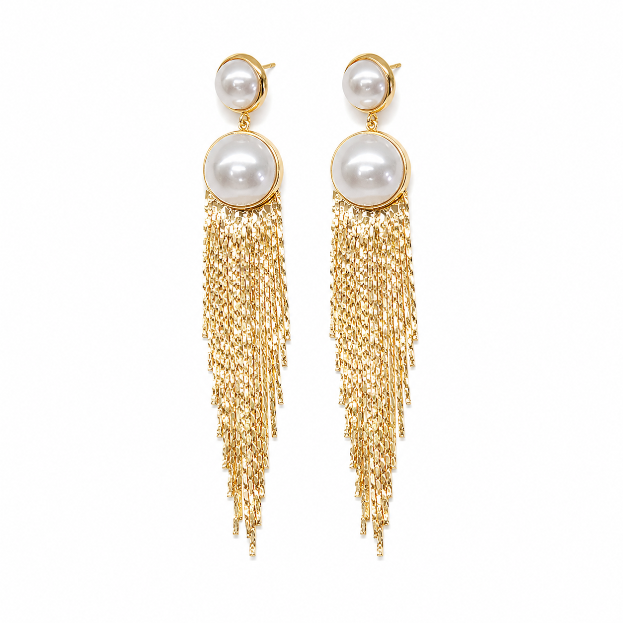 Golden Cascade Pearls Earrings