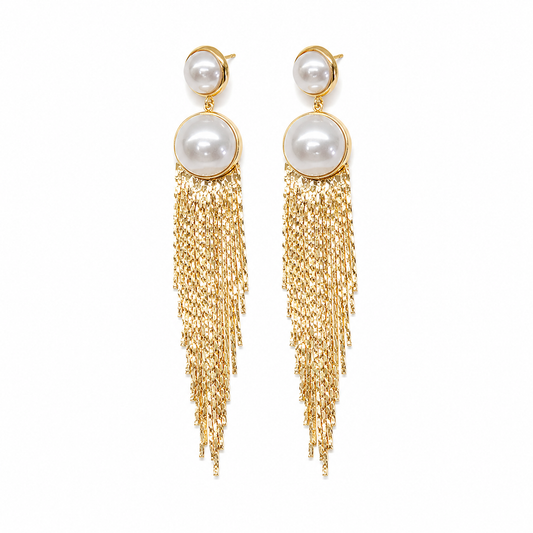 Golden Cascade Pearls Earrings