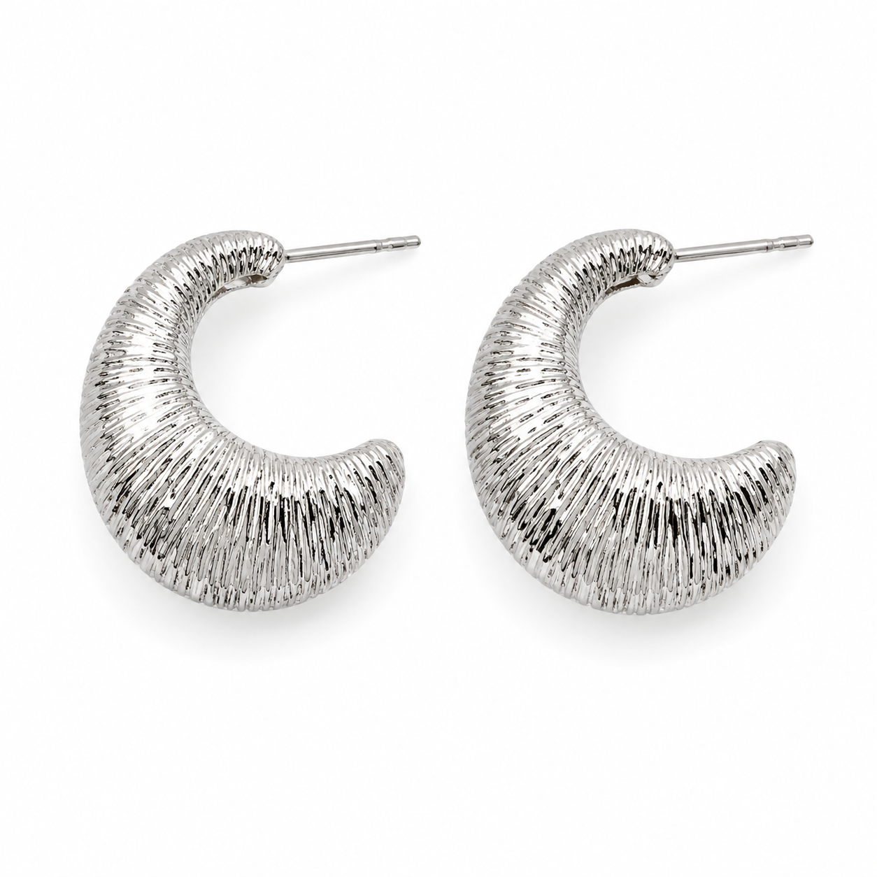 Silver Crescent Earrings