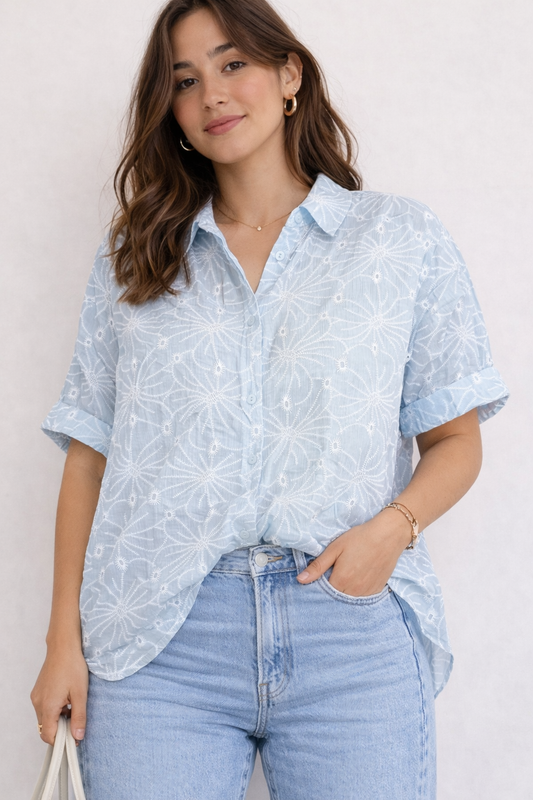 Blue Mist Embroidered Shirt