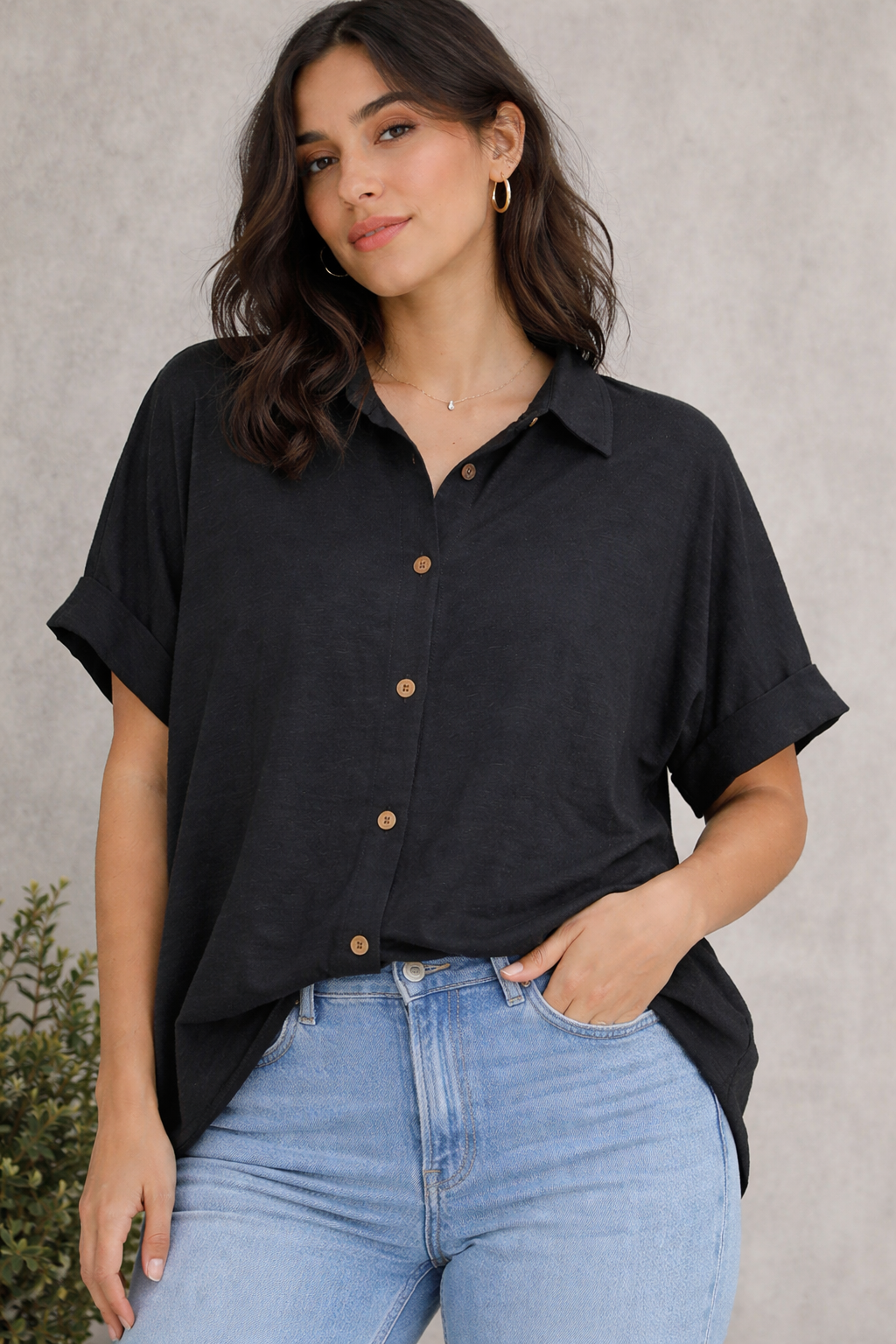 Short Sleeves Black Shirt For Girls