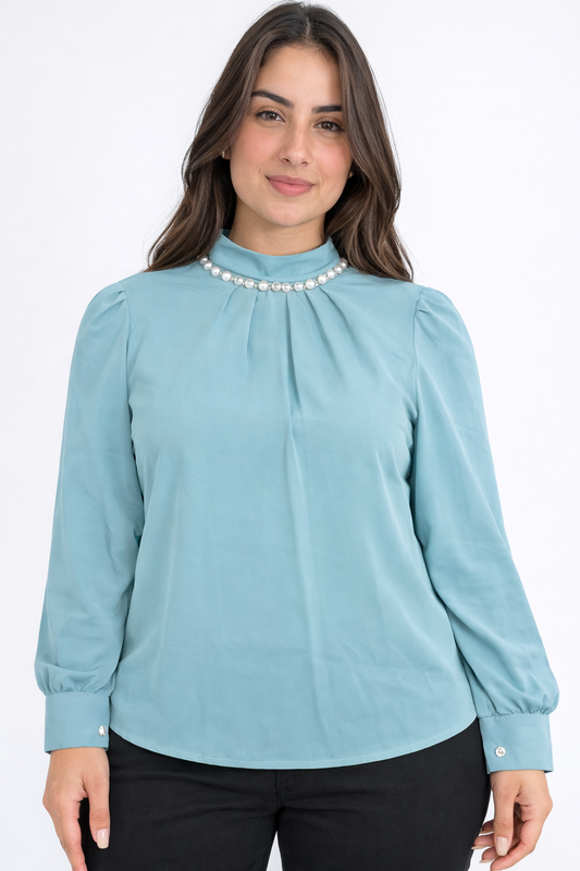 Celeste Pearl High Neck Top For Girls