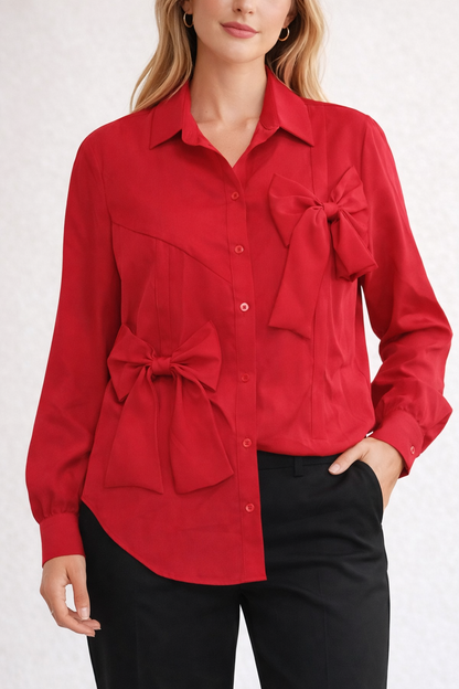 Twin Bow Statement Shirt For Girls