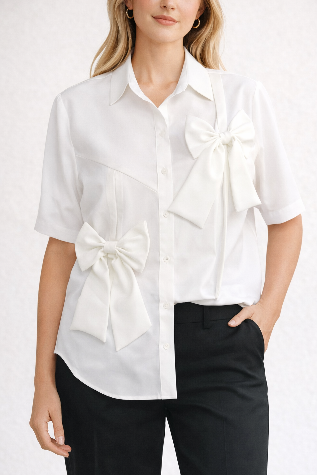 Twin Bow Statement Shirt For Girls
