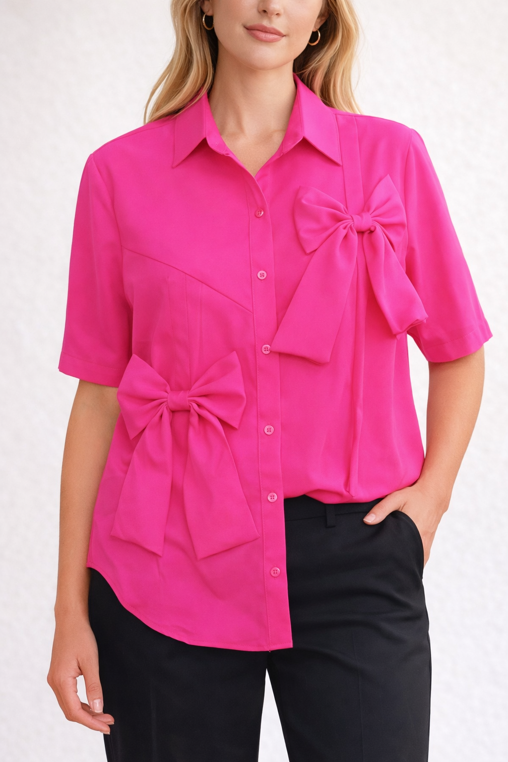 Twin Bow Statement Shirt For Girls