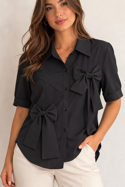 Twin Bow Statement Shirt For Girls