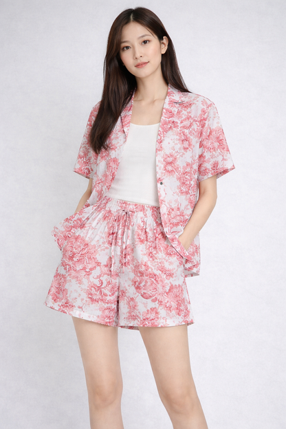Flower Printed Short Cord Set 3 Pice