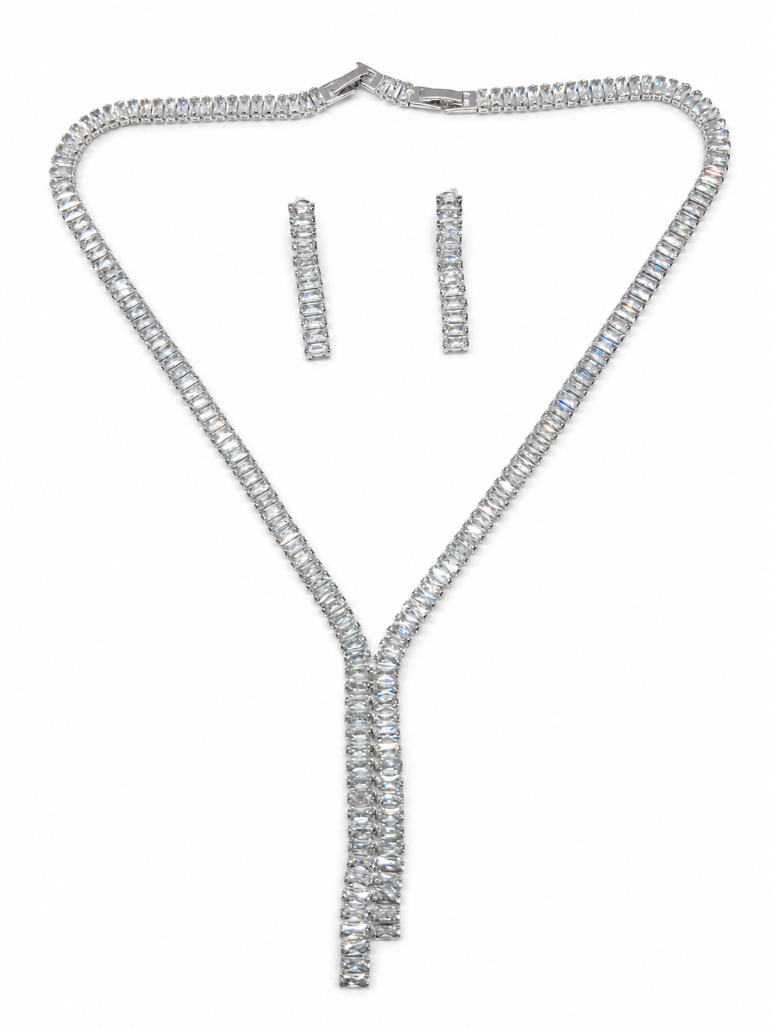 Simple American Diamonds Necklace Set For Party Wear