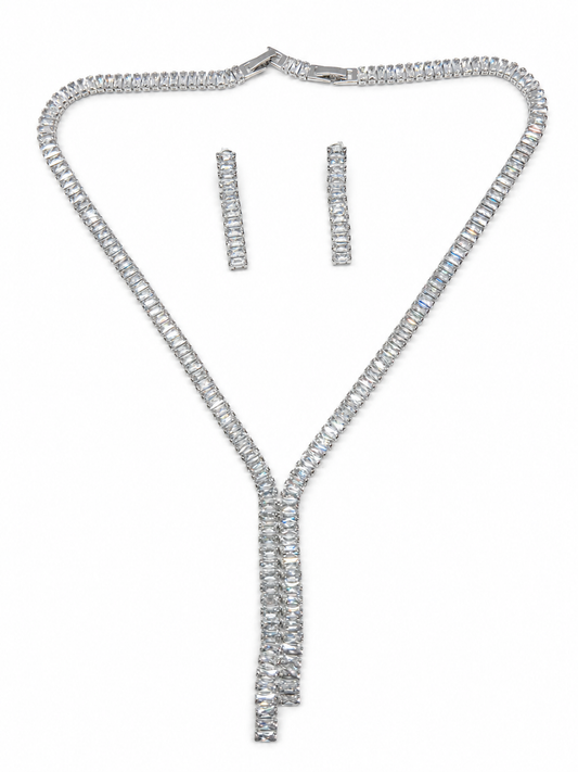 Simple American Diamonds Necklace Set For Party Wear