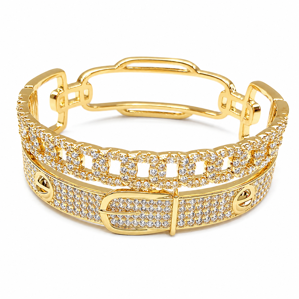 Golden Beads With Cubic Diamonds Bracelets