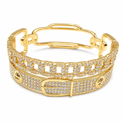 Golden Beads With Cubic Diamonds Bracelets