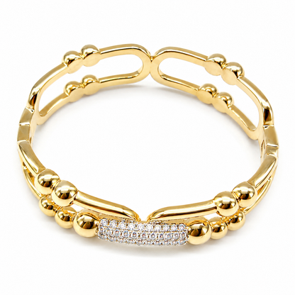 Golden Beads With Cubic Diamonds Bracelets