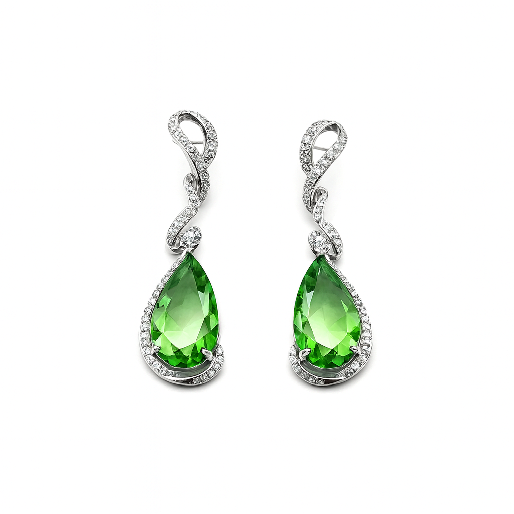 Snake Style Cubic Diamonds Dangle Earring