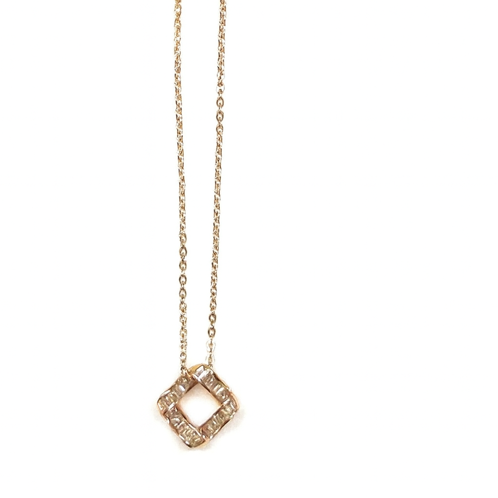 Square Shape Cubic Diamonds Pendant Necklace