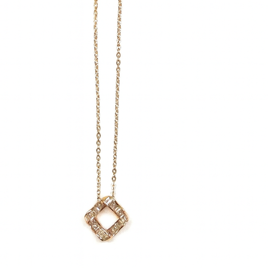 Square Shape Cubic Diamonds Pendant Necklace