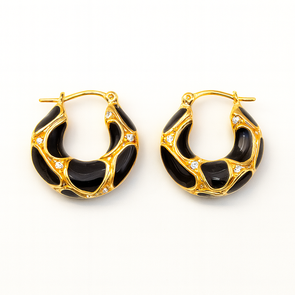 Golden Brown Enamel Huggie Earring For Women