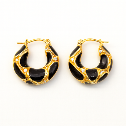 Golden Brown Enamel Huggie Earring For Women