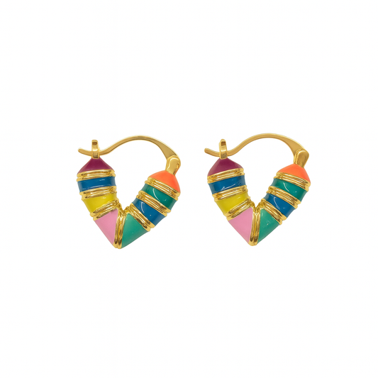 Elegant v shape multi colour resin mini plug earring