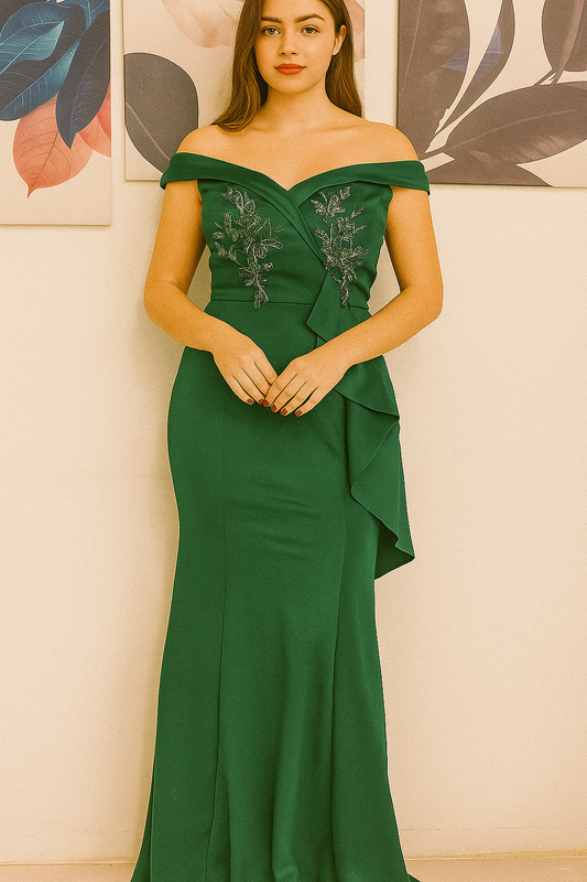 Beautiful Design Dark Green Long Gown