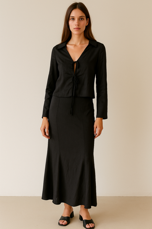 Fancy Look Long Skirt With Crop Top For Women