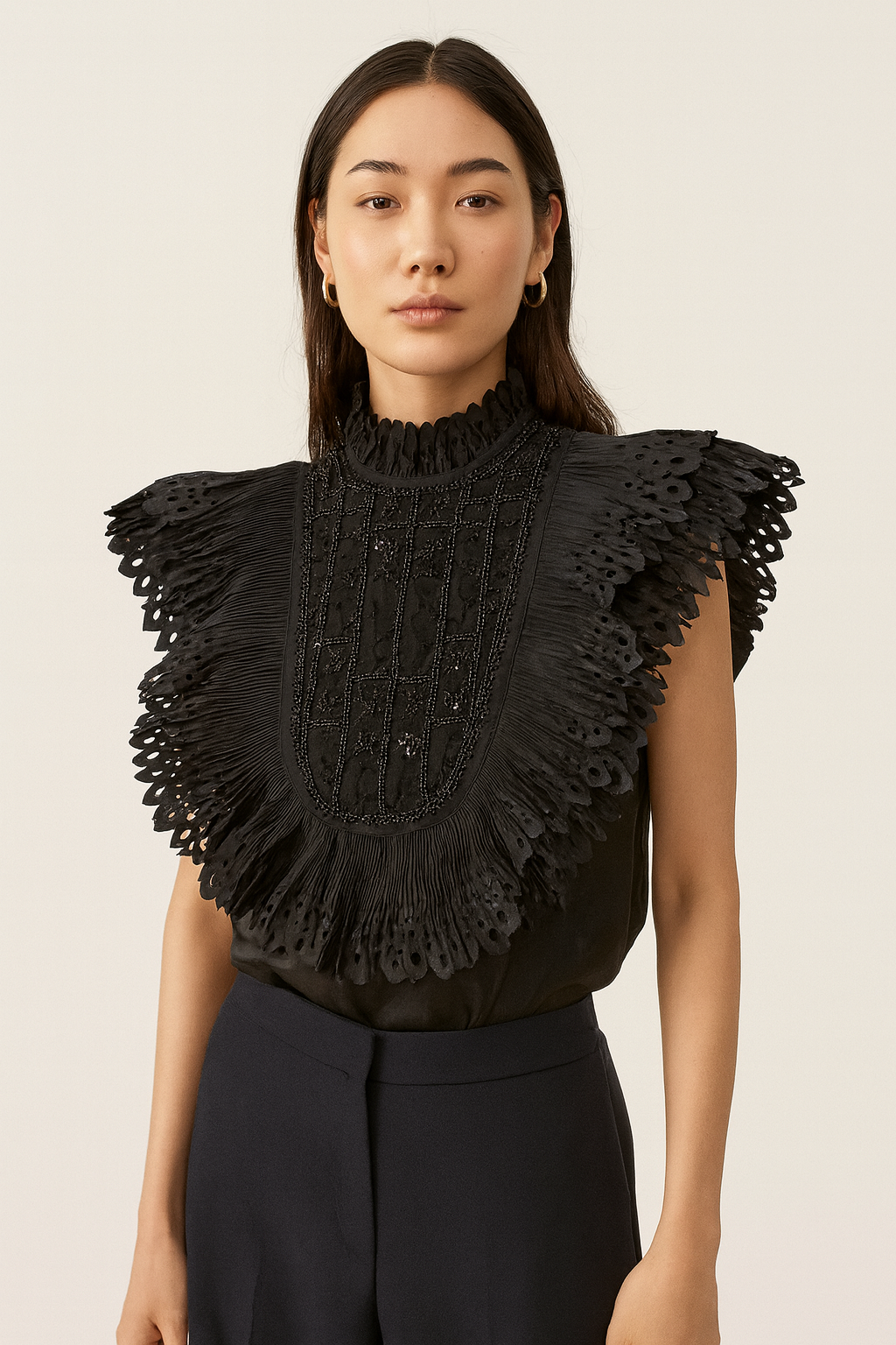 Flayer Style Black Top For Girls