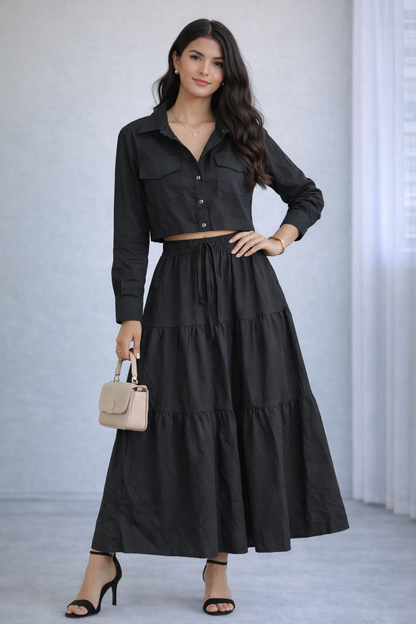 Crop Top And Skirt Set For Ladies
