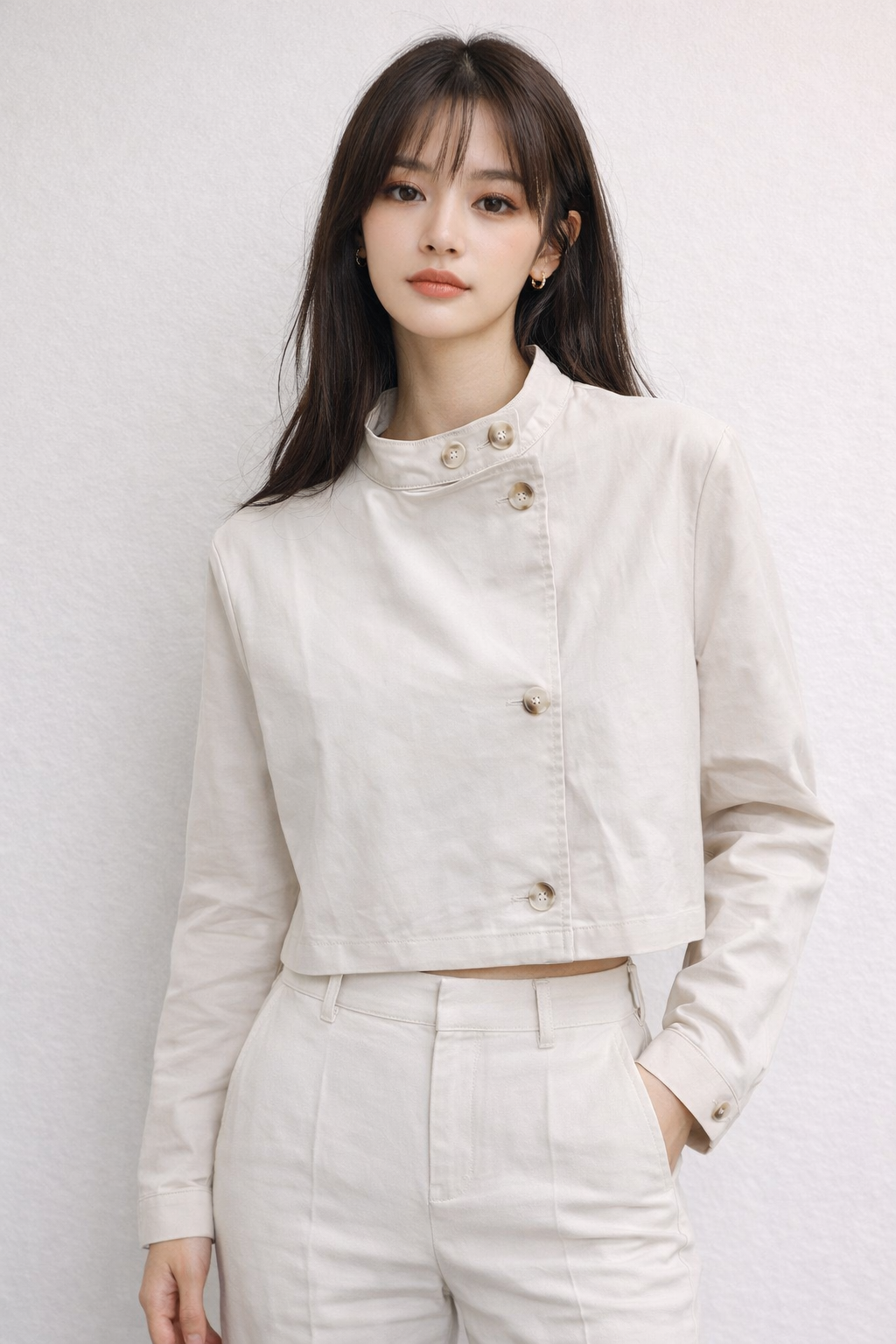 Long sleeves with cross neck shirt