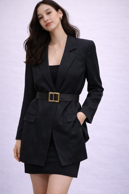 Black colour formal  2 piece set with balet