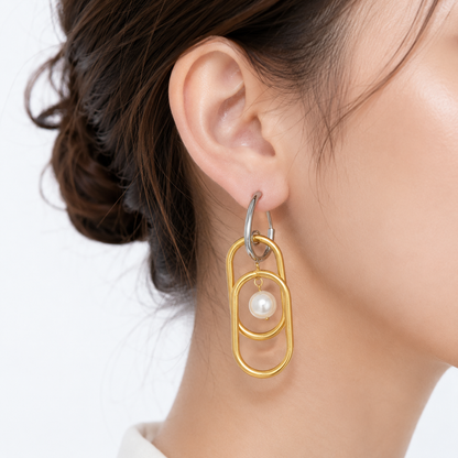 Golden clip Pearl Earrings