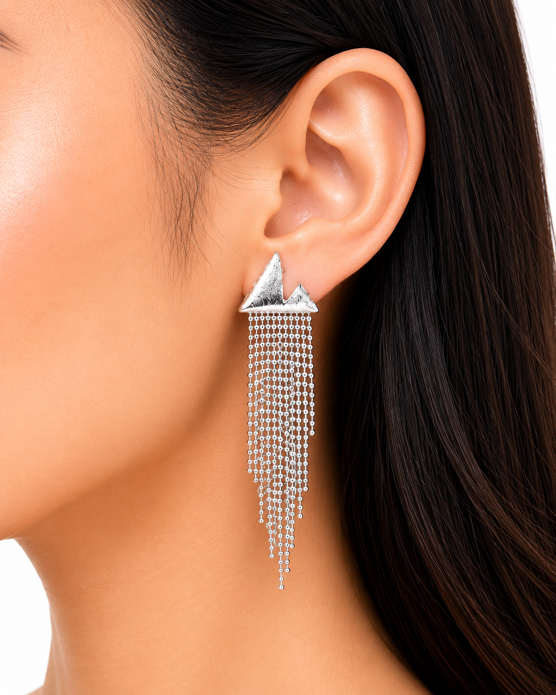 Silver Waterfall Studs Earrings