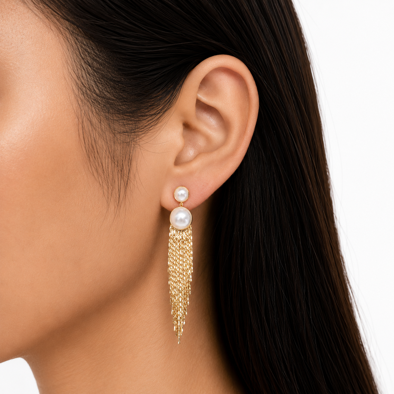 Golden Cascade Pearls Earrings