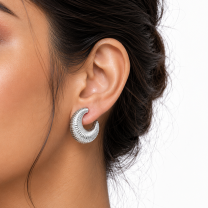 Silver Crescent Earrings