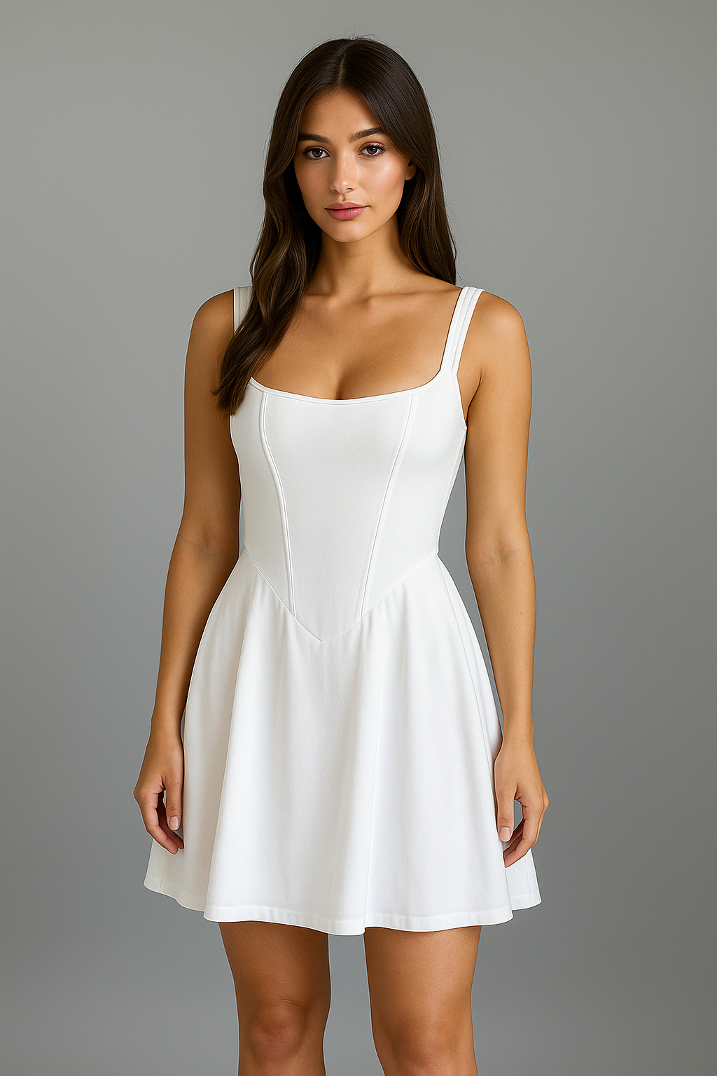 White sleeve less short dress