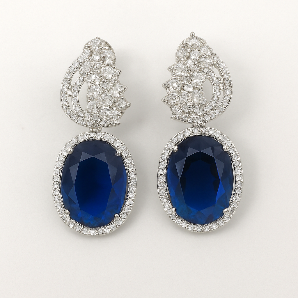 Blue drop diamond with white stone finishing