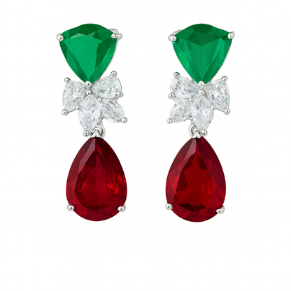 Green and red combo earring stud