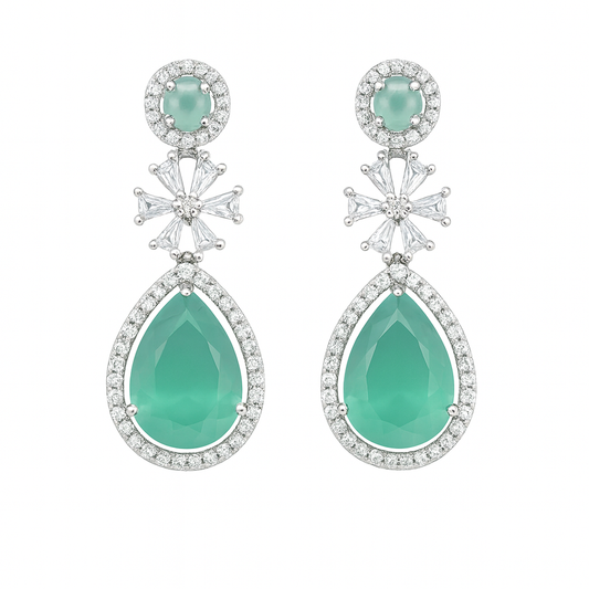 Green Diamond Sparkle Earrings