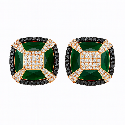 Green Emerald cubic zirconia stone stud earring
