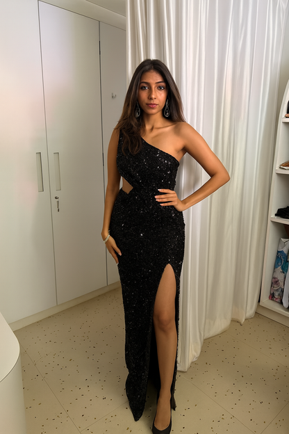 Slim fit one side off dress