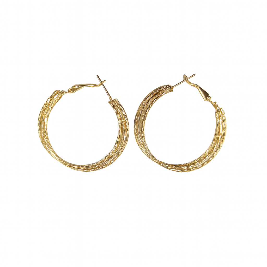 Layered gold round earring