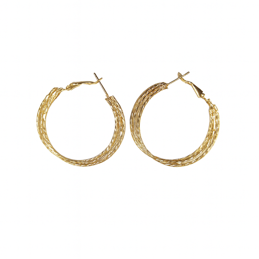 Layered gold round earring