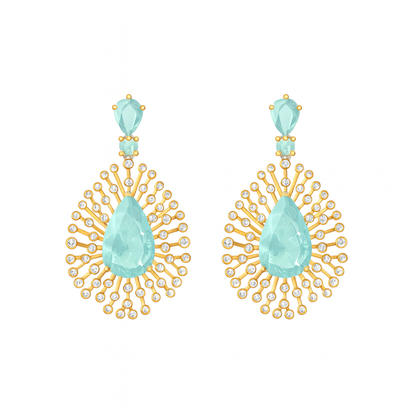 Light blue water drop broken iced cubic zircon diamonds drop dangle earring