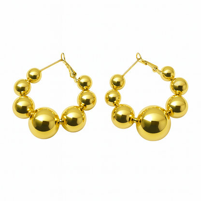 Group of small beads gold hoops earring